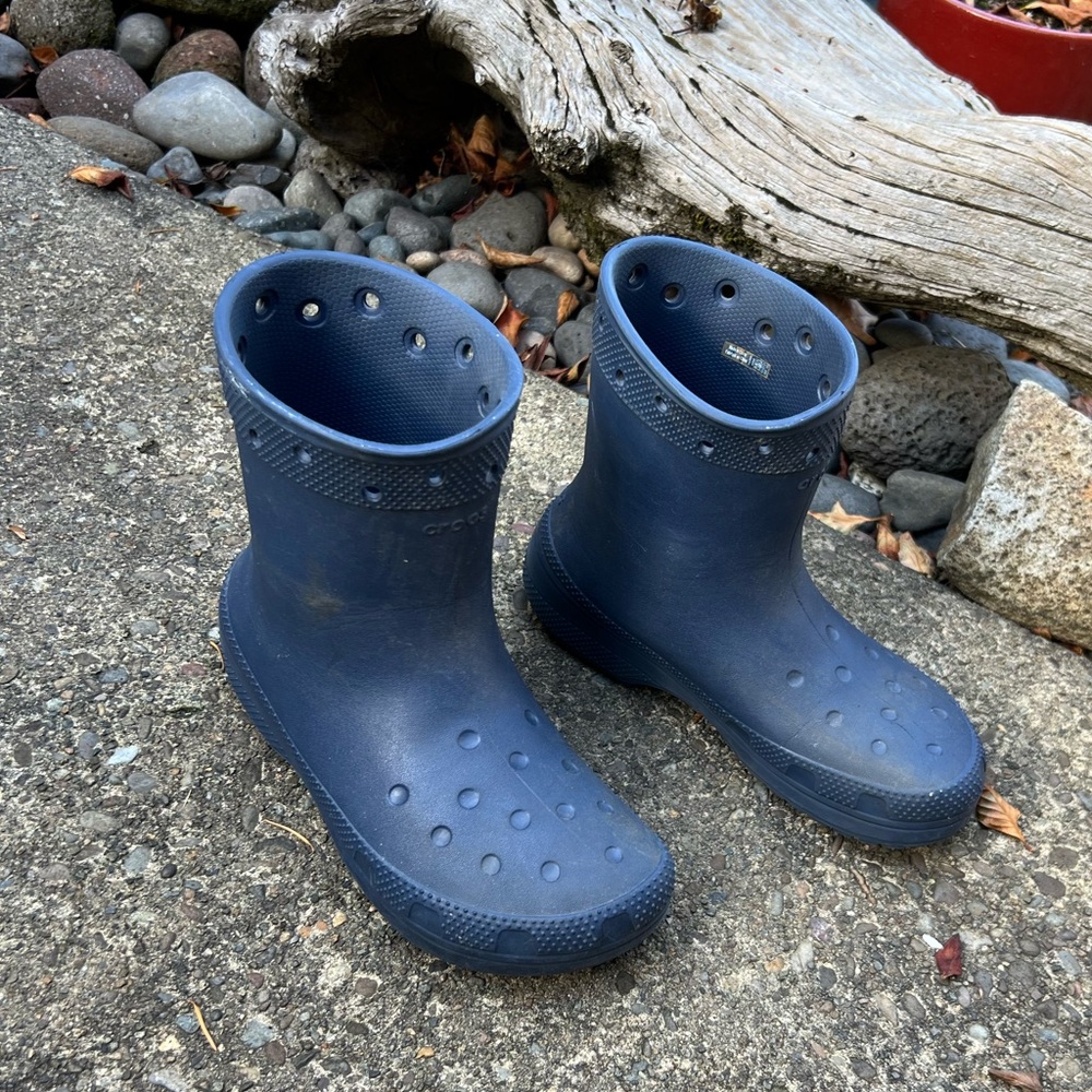 Navy Blue croc rain boots